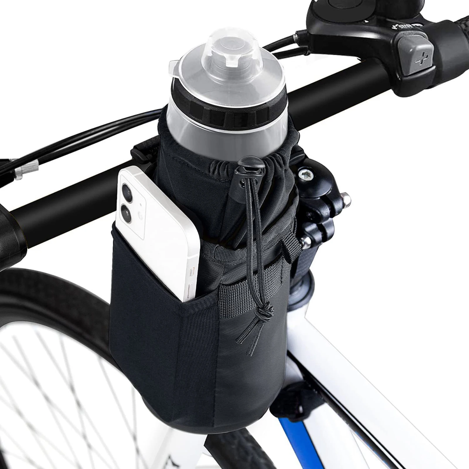 

Bicycle Water Cup Storage Pocket Bicycle Handlebar Holder For Water Bottle Coffee Cups Thermal Cups Black Handlebar Beverage
