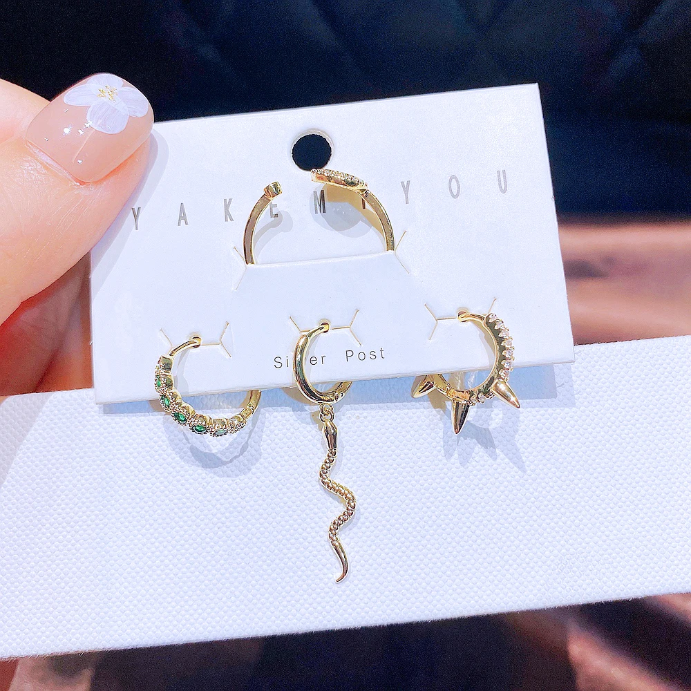 Модные ювелирные украшения 4 шт. змея цвет зеленый искусственный Цирконий звезда