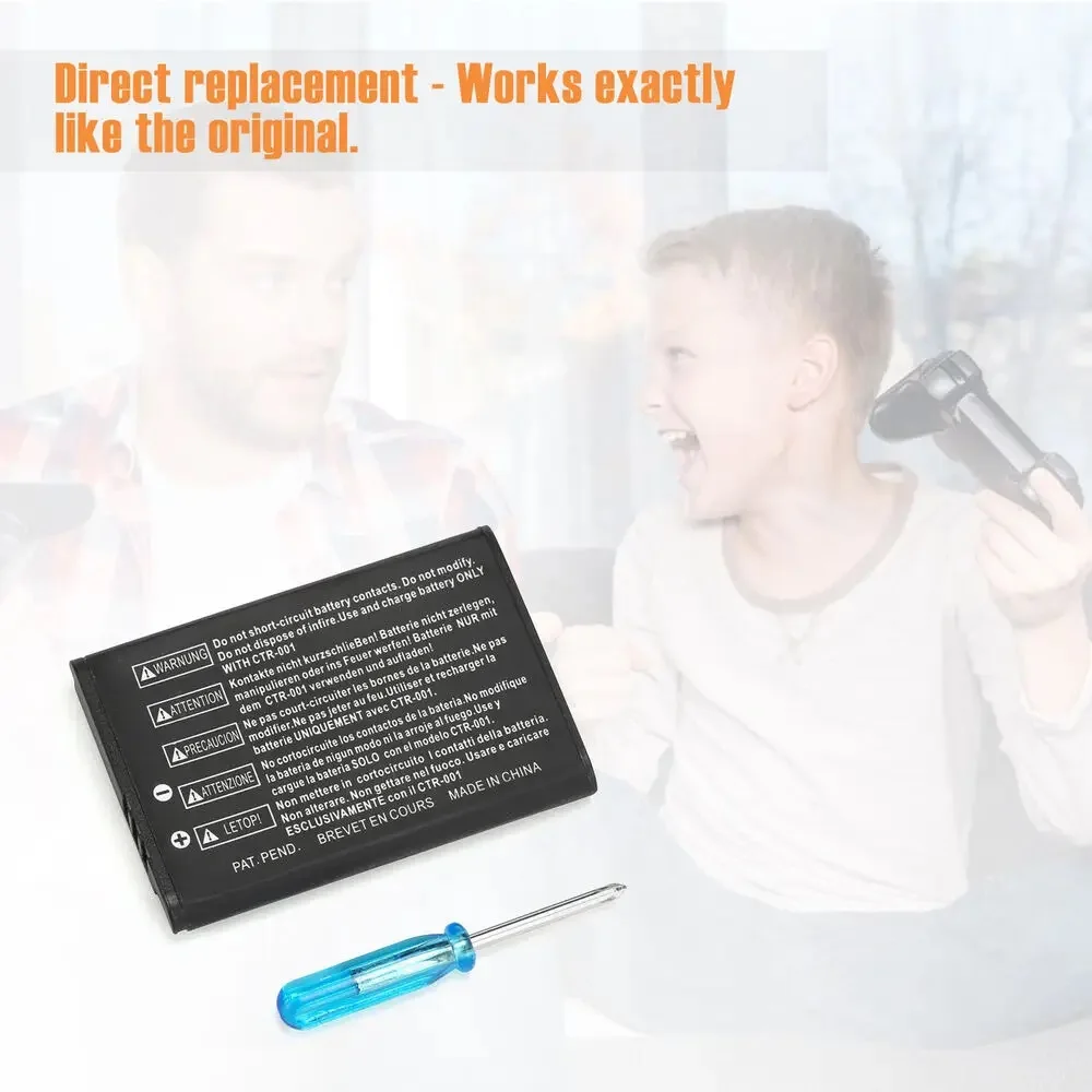 Фото Литий-ионный аккумулятор 3.7V 2000mAh CTR-003 для Nintendo 3DS 2DS N3DS, сменная перезаряжаемая батарея CTR003 №3