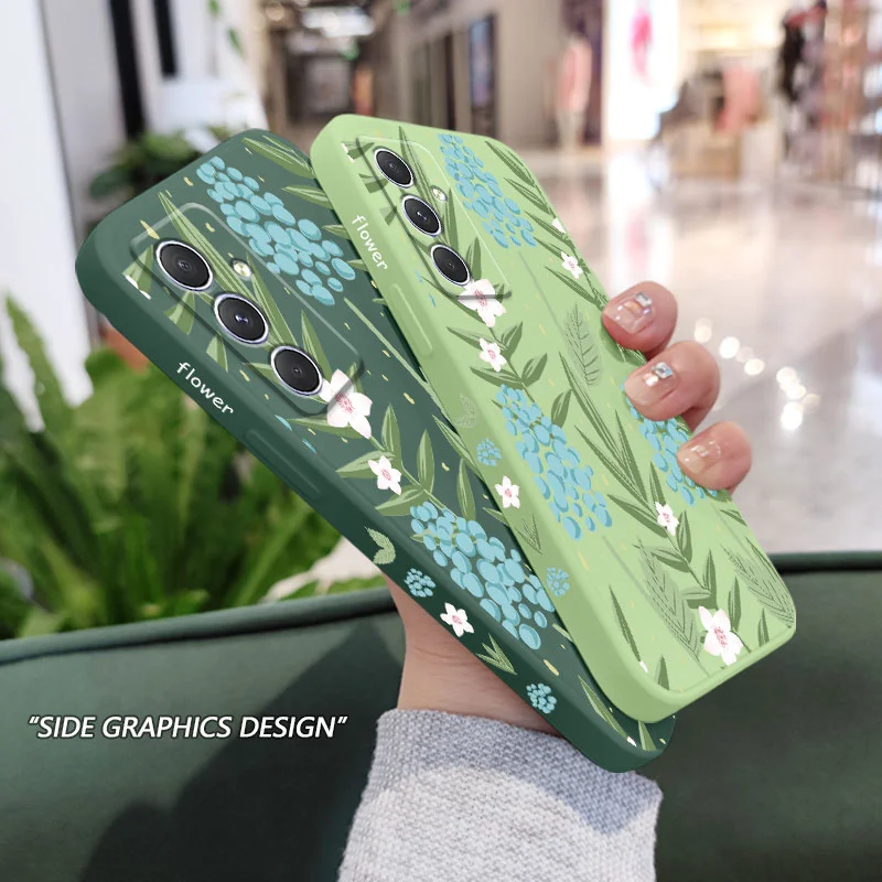 Чехол с цветами черники для Samsung A54 A34 A24 A14 A04 A04E A73 A53 A33 A23 A13 A03 A72 A52 A52S A32 A22 A12 A71 A51 A21 S 4G
