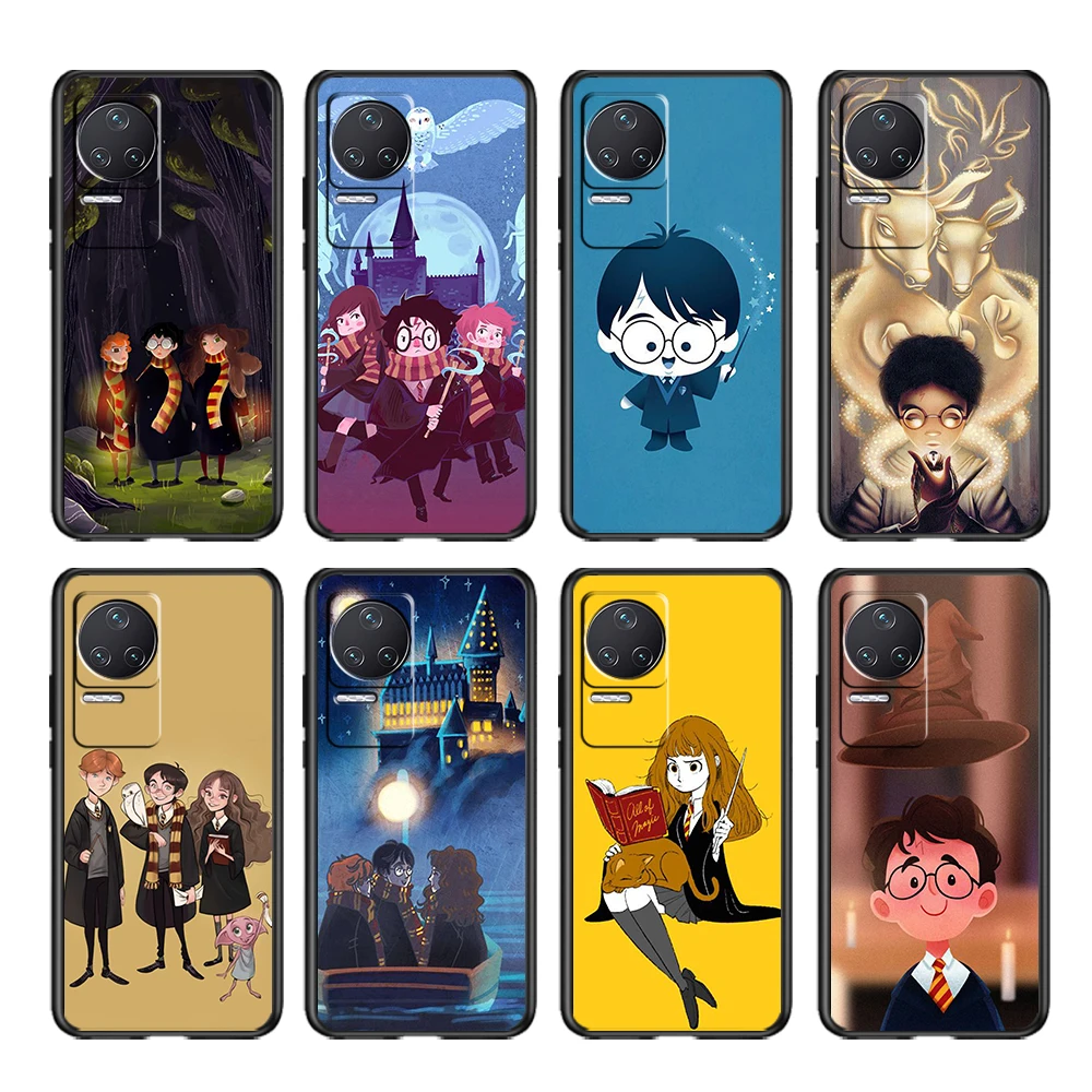 

Art Cute Harry Potter Wand Case For Xiaomi Redmi K50 K40 Gaming Pro K30 10X 10 9 9A 9T 8A 4G 5G Soft Black Phone Cover Core Capa