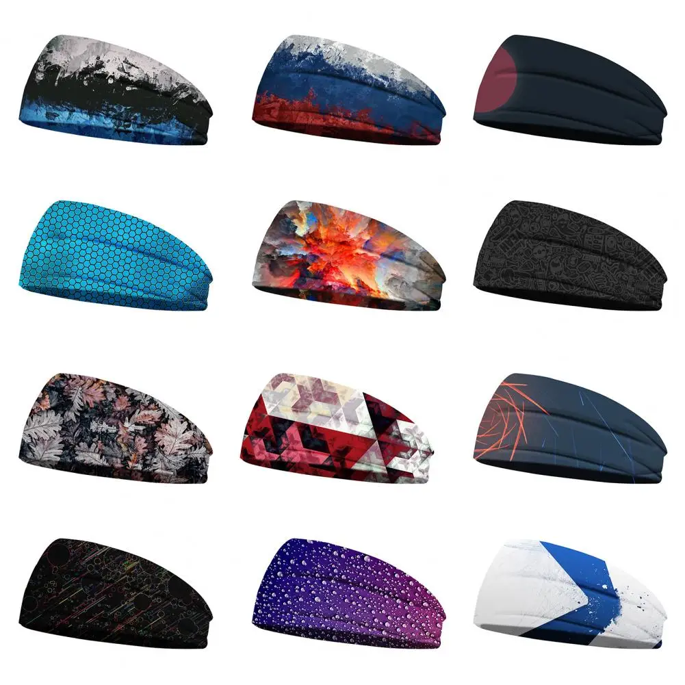 

Sports Headband High Elasticity Polyester Printed Men Cross Headdress Sports Fitness Yoga Running Headband Tennis Headwrap