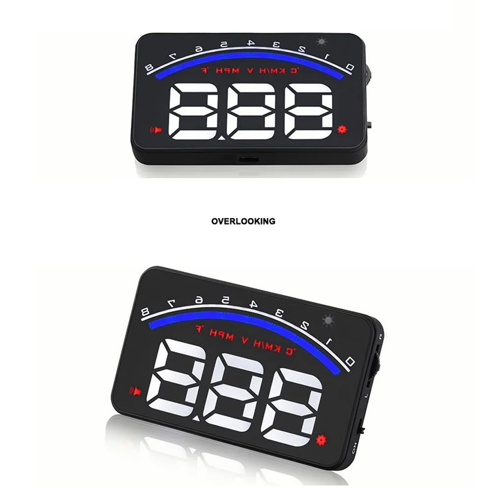 

Display Car HUD Speedmeter Over Reminder Temperature Low Voltage Warnning Windshield Project (Black)