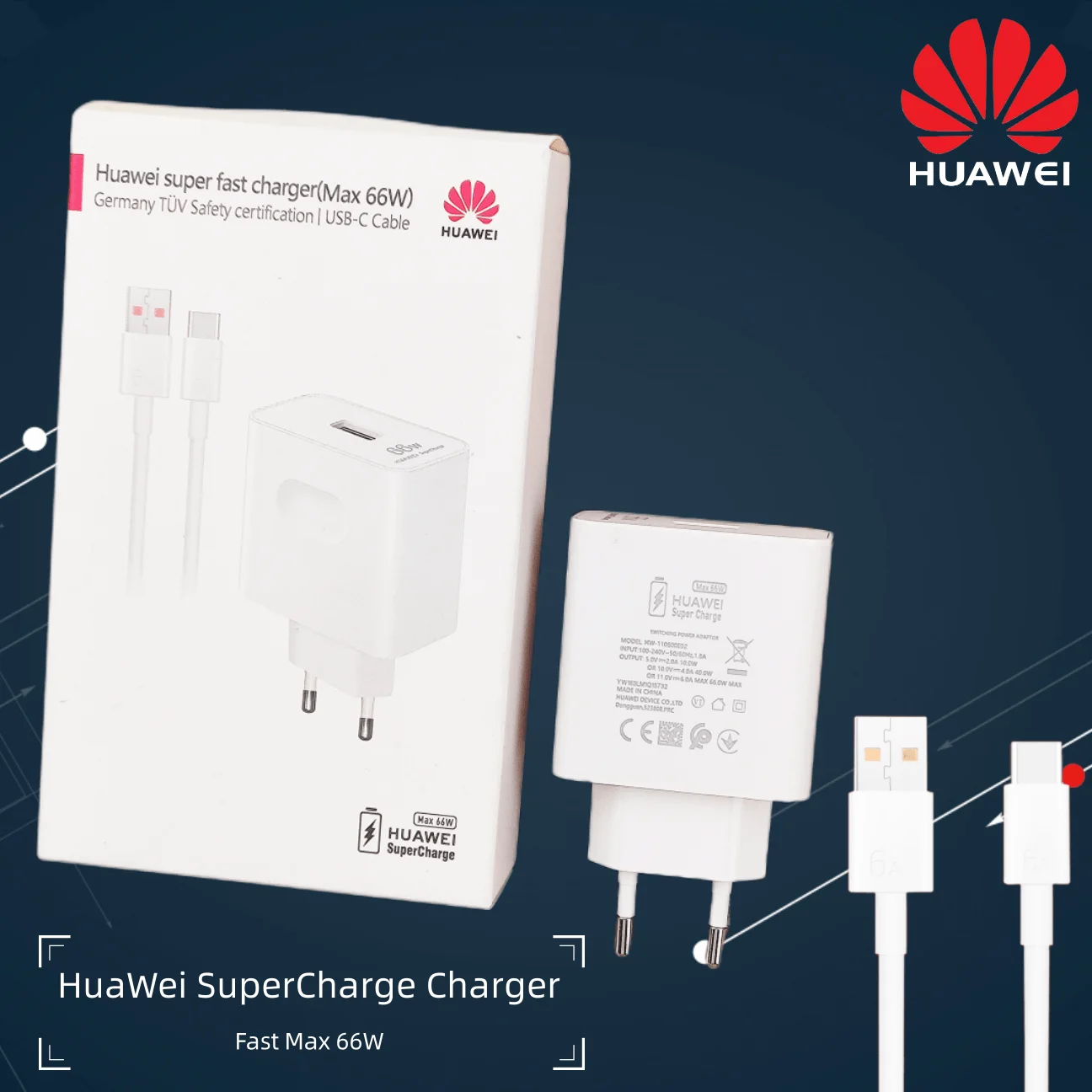 

Huawei Supercharge 66W Charger Fast Charging Power Adapter 6A Type C Cable For Mate 40 Pro Mate 30 40 P40 Pro P50 Nova 9 Se 8 5G