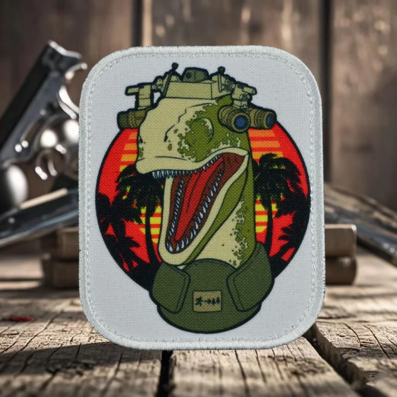 Тактическая нашивка с изображением ящерицы ночного видения на липучке принтом