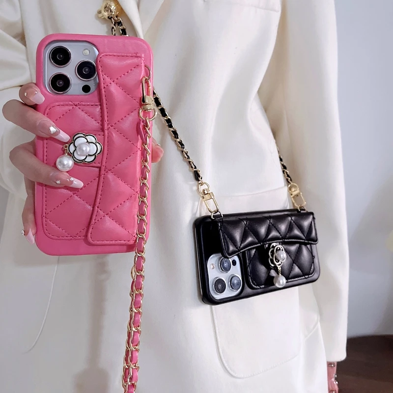 

Luxury Crossbody Necklace Cord Lanyard Card Bag Holder Phone Casee For iPhone 14 13 12 11 Pro Xs Max X Xr 7 8 Puls Leather Cover