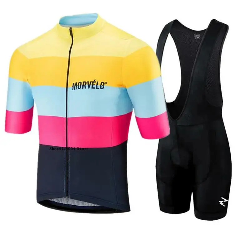 

Morvelo 2023 Men Summer Clothing cycling Clothes kits short sleeve bib shorts men's Breathable Bib Shorts maillot ciclismo set