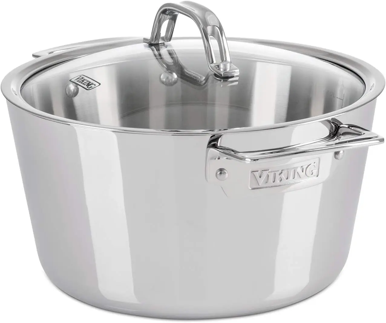 

Contemporary 3-Ply Stainless Steel Dutch Oven, 5.2 Quart, Includes Glass Lid, Dishwasher, Oven Safe, Works on All Cooktops inclu