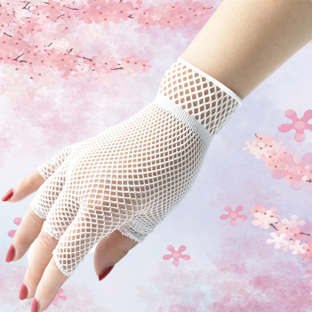 

1 Pair Fashion Unisex Short Fishnet Gloves Girl Fingerless Mesh Glove Punk Rock Fancy Night Club Party Sexy Women Black Gloves
