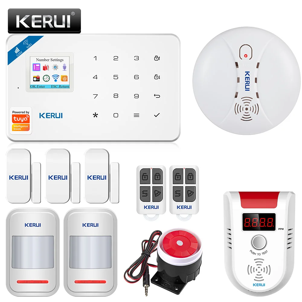 

KERUI W181 WIFI GSM домашняя безопасность Tuya умная система сигнализации приложение управление беспроводной датчик двери PIR охранная сигнализация с...