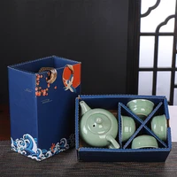 tea set set ru kiln kung fu travel tea set gift box contains one pot and four cups