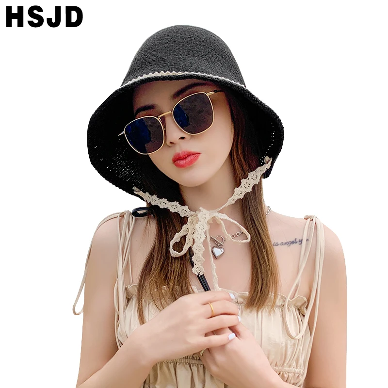 Летняя женская вязаная шапка рыбака с отверстиями купол Топ Панама дизайнерская