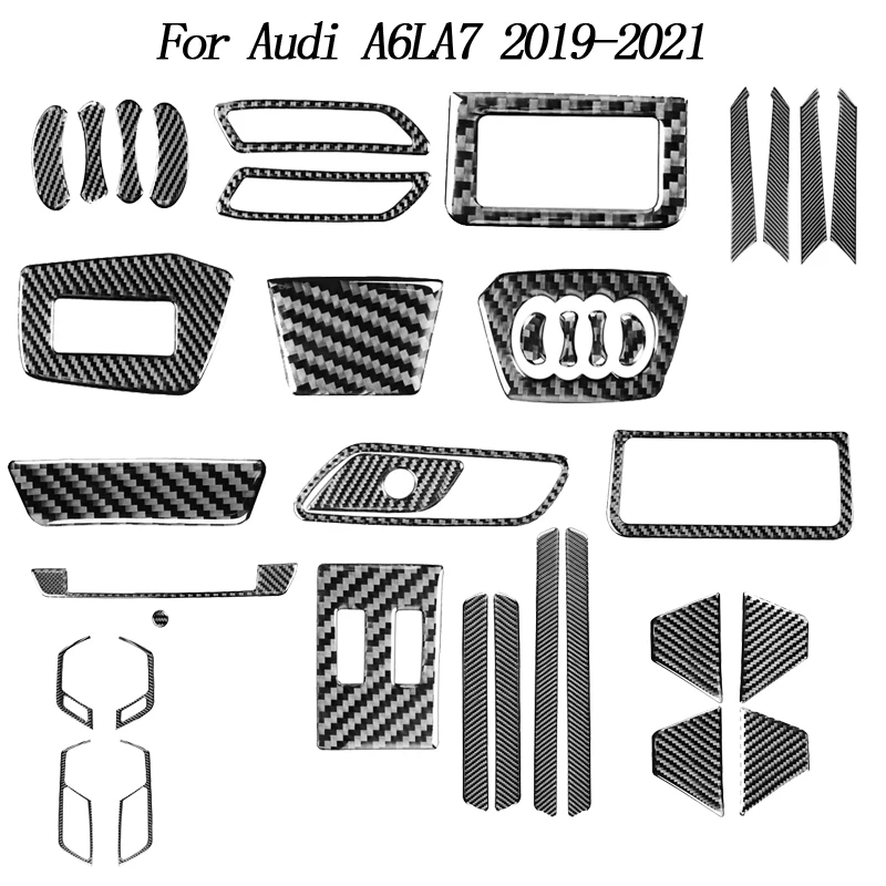 

Car Accessories For Audi A6LA7 2019-2021 Car Interior Carbon Fiber A-pillar Outlet Air Conditioning Knob Wait Stickers Decorativ