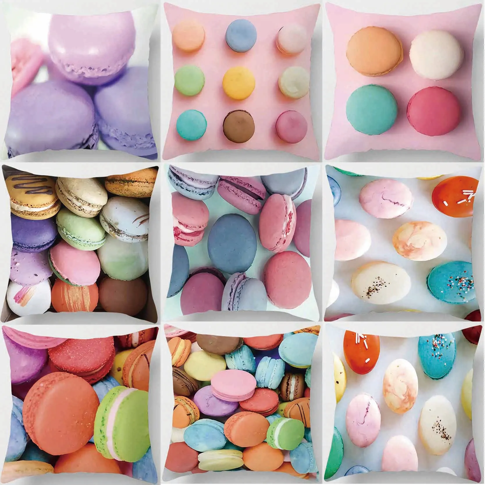 

Sweet Macaron Printed Square Pillowcase Home Decoration Car Sofa Cushion Cover 45cm*45cm