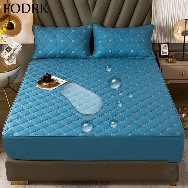

1pc Waterproof Quilted Fitted Sheet Bedspreads for Double Bed Adjustable Bedsheet Bedding Mattress Protector Elastic Queen Size