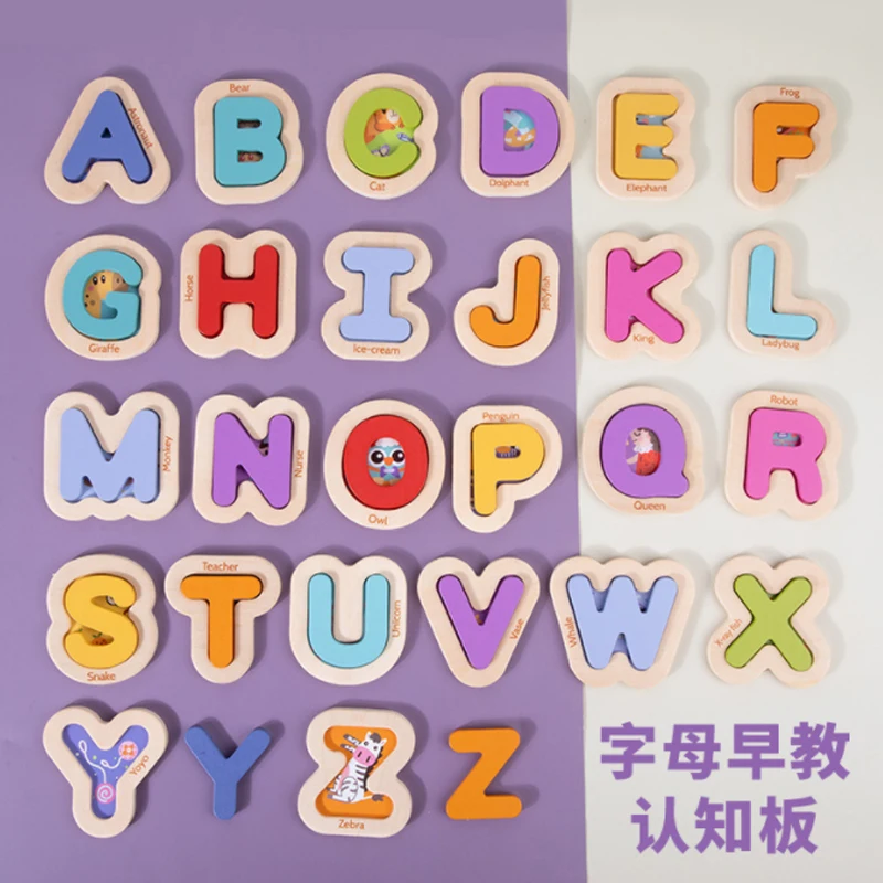 

Letter Matching Children Wooden Toys Boys And Girls Intellectual Development Cognitive English Puzzles Early Education Blocks