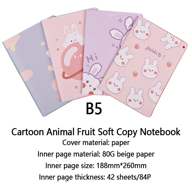 B5 Cartoon Notepad Animal Fruit Soft Copy Notebook Creative Student Memo Pad Car Line Stationery Sketchbook School Gift Kawaii