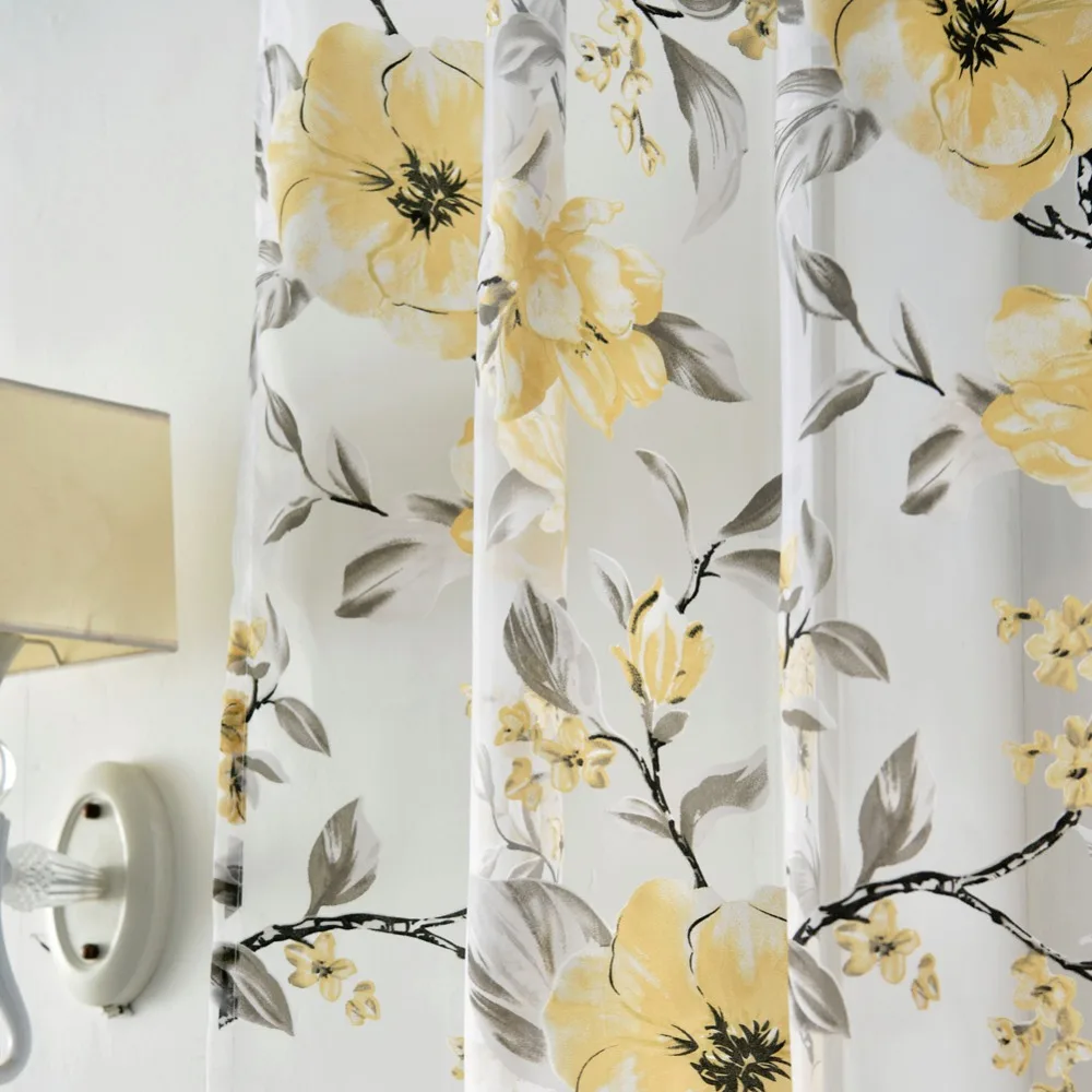 Ткани NAPEARL 1 шт. цветочные тюлевые занавески современные фиолетовые домашний