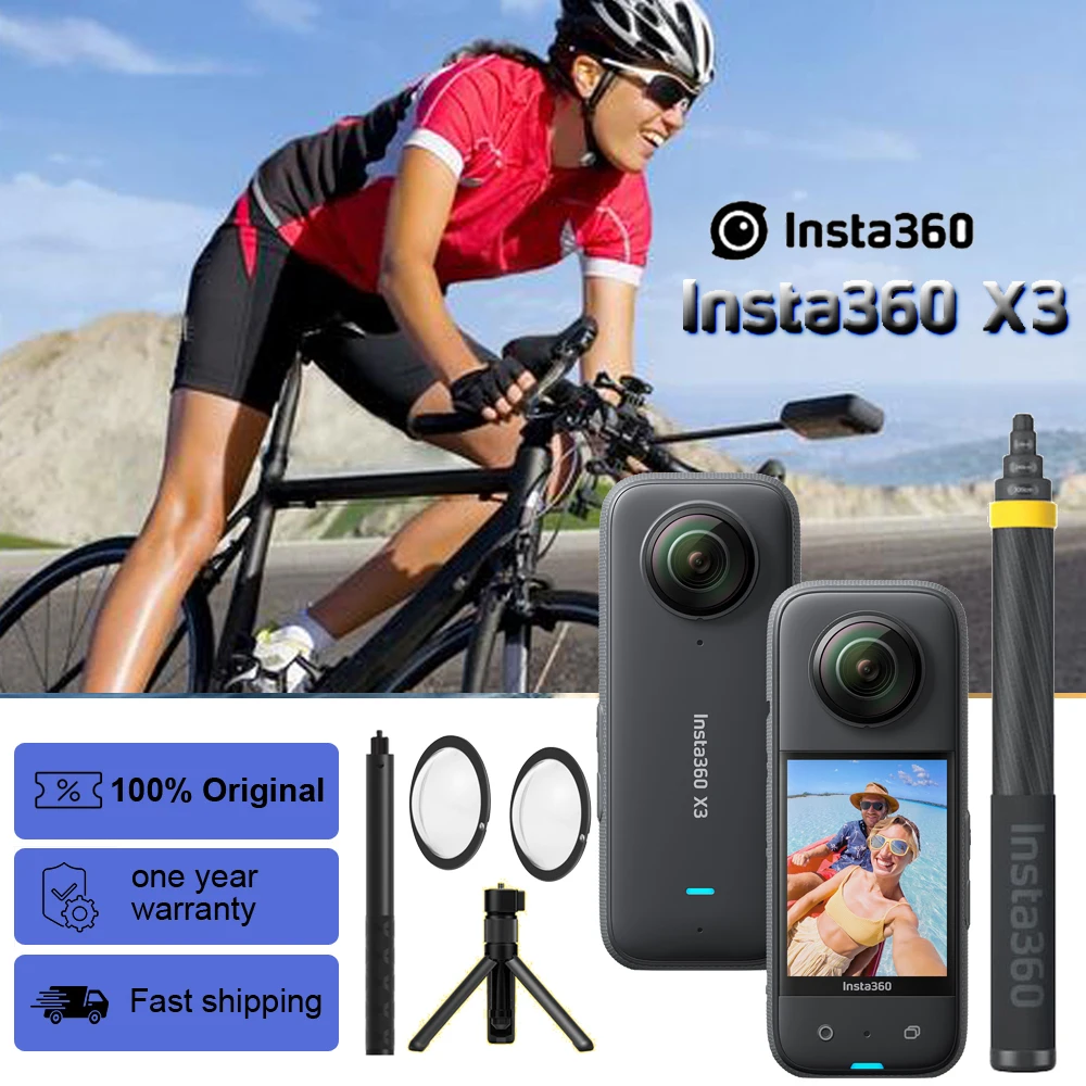 В наличии Insta360 X3 Экшн-камера 5 7 K видео 10M Водонепроницаемая Стабилизация