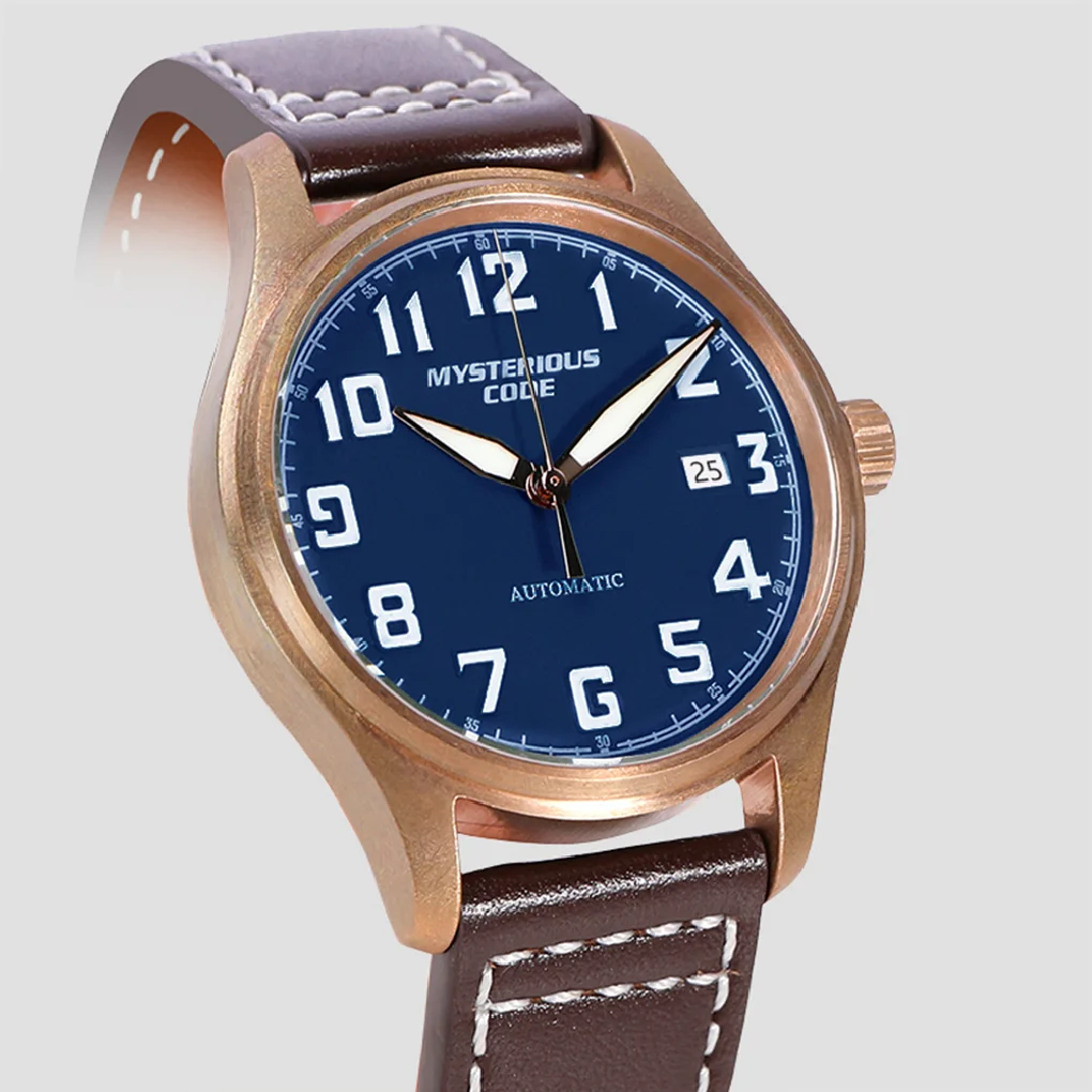 

Bronze Pilot Watch Men Sports NH35 Automatic Mechanical Wristwatches Air Force 40mm Titanium Sapphire Luminous Watches Vintage