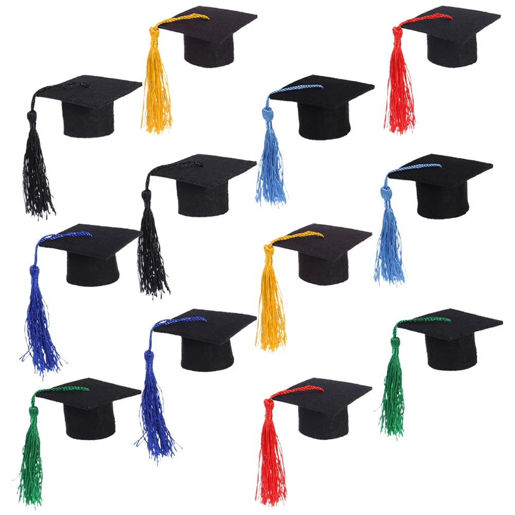 

12 pcs Mini Dolls Party Graduation Hat for Bottle Decor