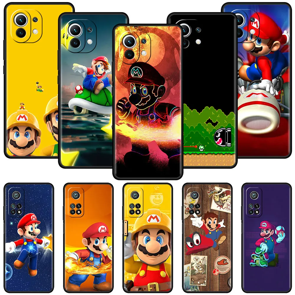 

Black Celular Case for Xiaomi Mi Poco X3 NFC M3 11T 5G 11 Ultra 9 Lite 12 10T Pro 9T Soft SmartPhone Funda Super Mario Bros