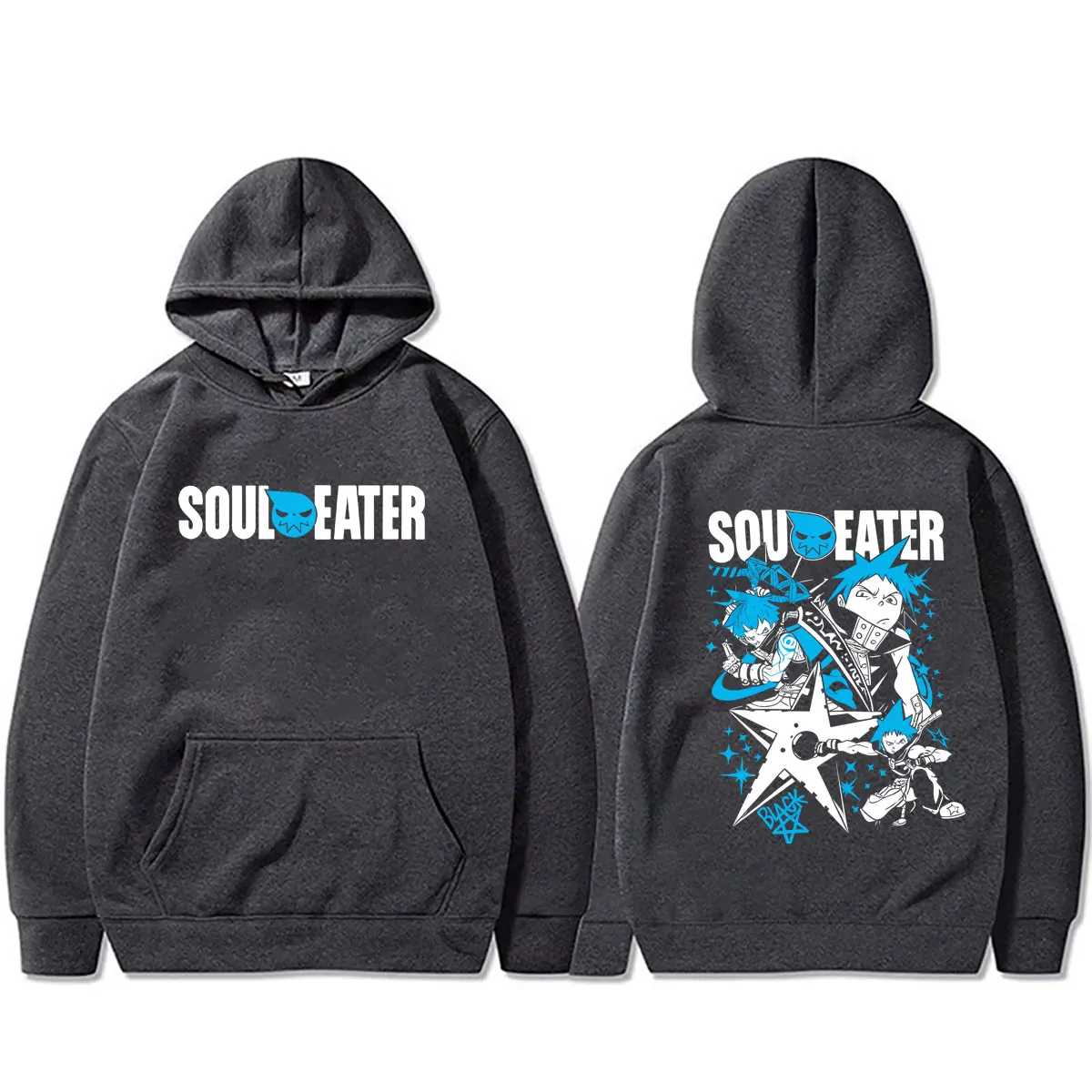 Фото Худи с графическим принтом Anime Soul Eater Black Star, модная повседневная толстовка унисекс в стиле оверсайз, уличная одежда, пуловер с манга-принтом №5