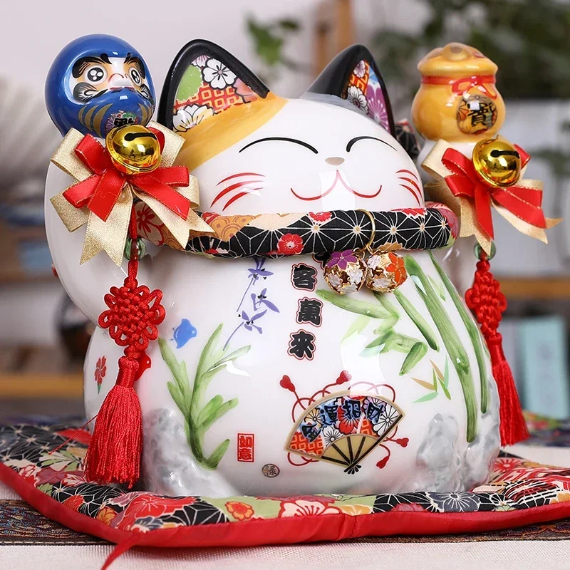9-дюймовый керамический банк монет Maneki Neko Lucky Fortune Cat Daruma копилка для богатства