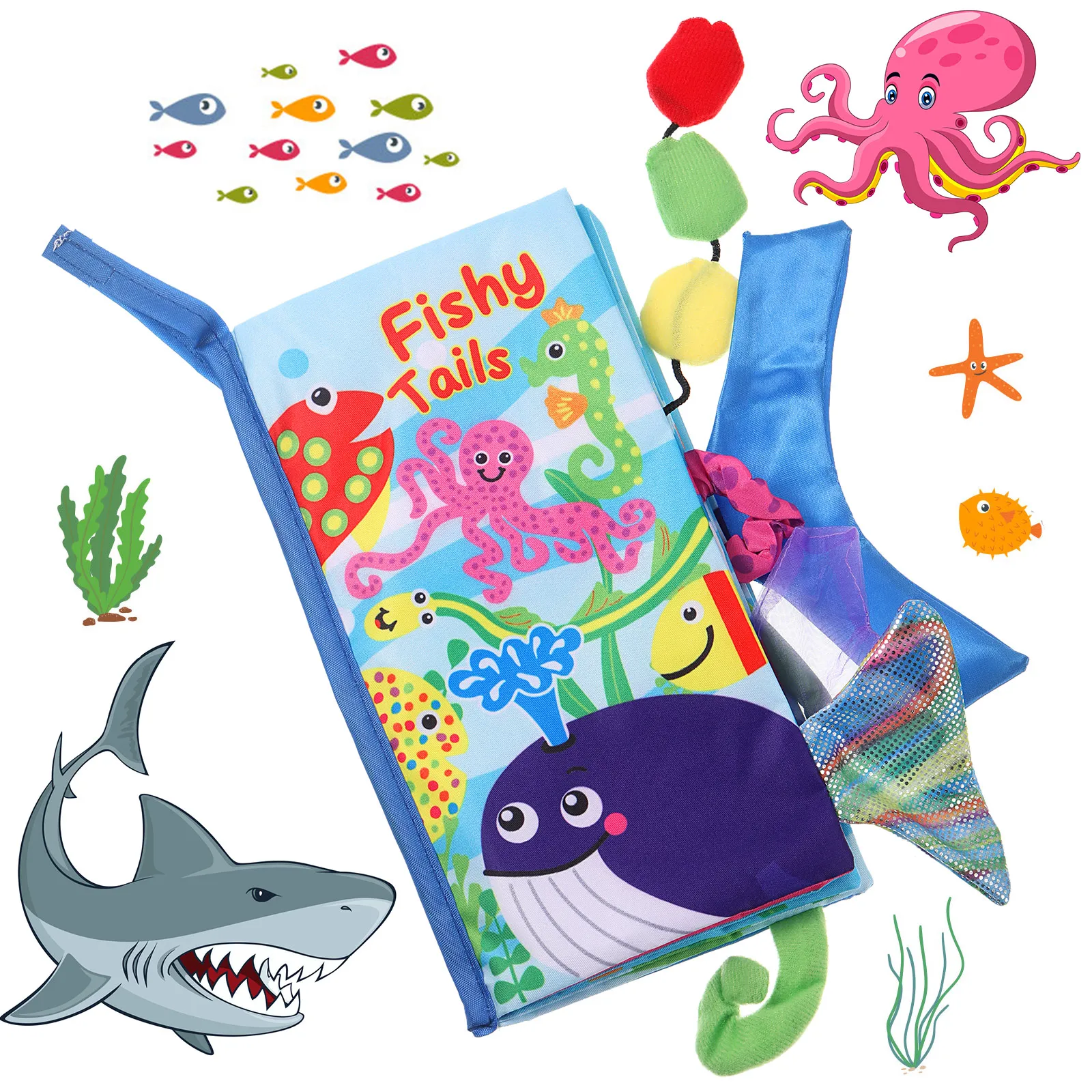 

Обучающая тканевая книга с животными и хвостом, 3D детская тканевая книга для раннего развития детей, развивающая игровая книжка