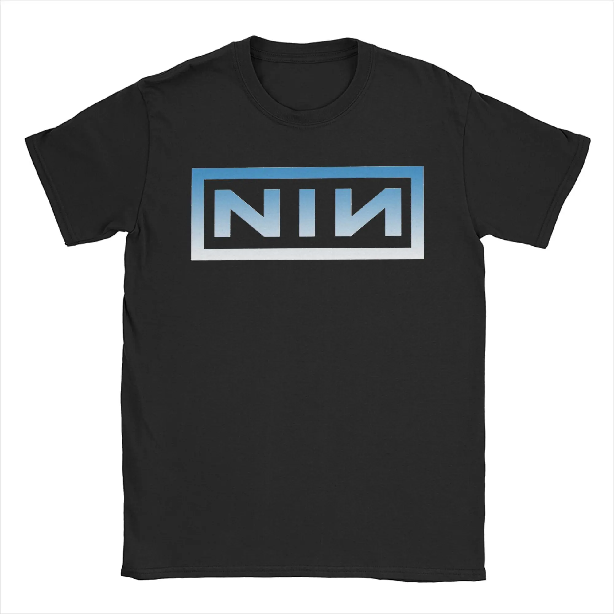 Men T-Shirt NIN American Industrial Rock Creative 100% Cotton Tees Short Sleeve Nine Inch Nails T Shirts Crew Neck Clothes New