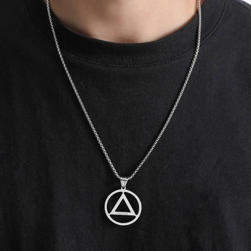 Ожерелье круглое из титановой стали с подвеской геометрической формы в стиле