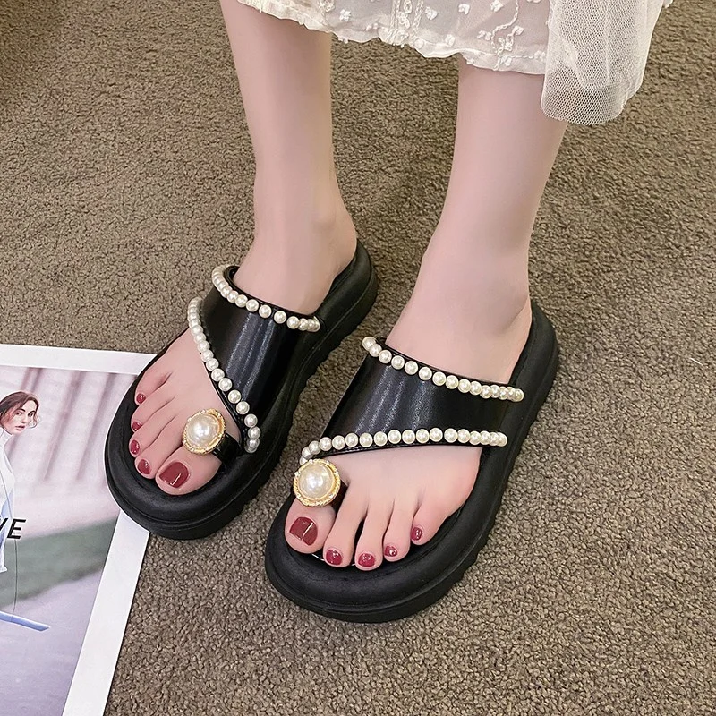 

Beige Heeled Sandals 2023 Summer Comfort Shoes for Women Wedge All-Match Med Increasing Height Muffins Shoe Black Platform