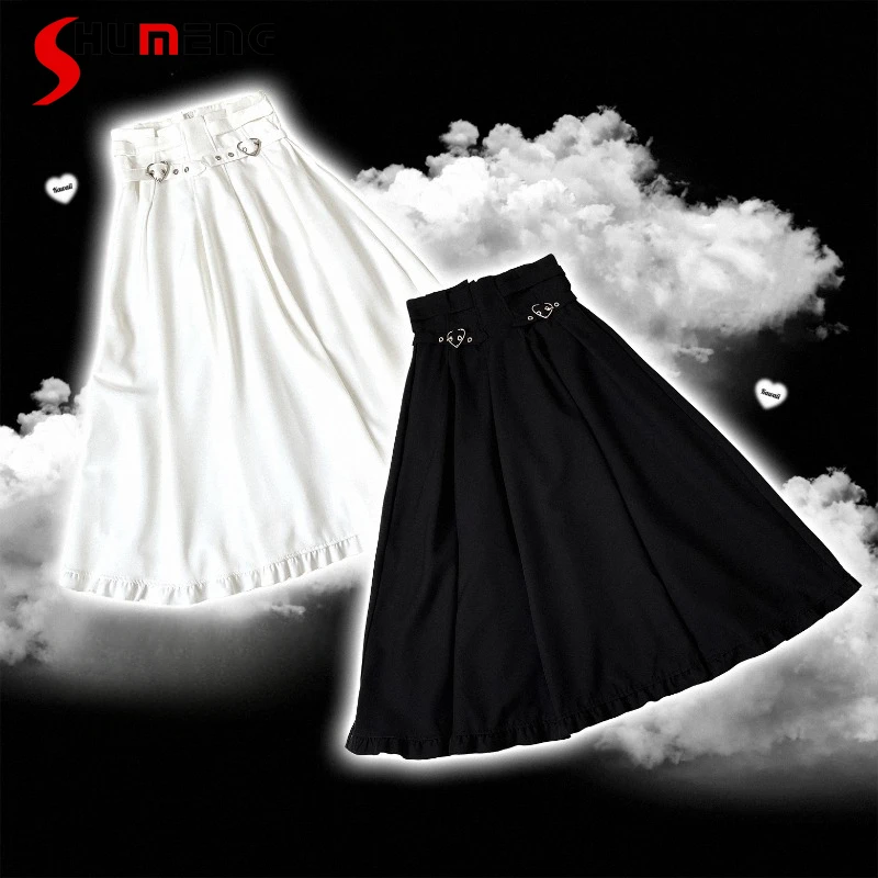 Осень 2023 новые черные длинные юбки в японском стиле Rojita с высокой талией и