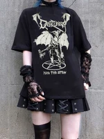 deeptown y2k grunge graphic t shirt womens gothic skull demon print punk streetwear harajuku top 90s vintage aesthetic clothes