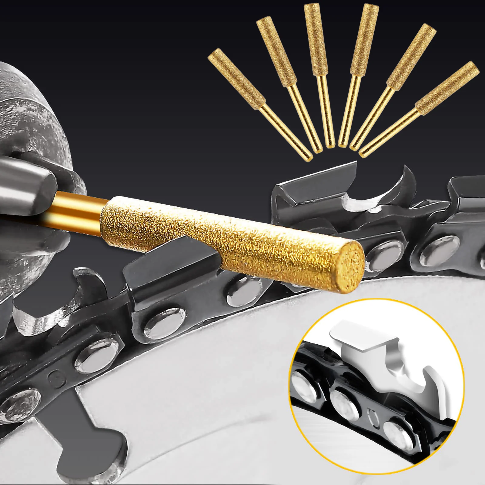 

12Pcs Diamond Coated Cylindrical Burr 3 Size Chainsaw Sharpener Stone File Chain Saw Sharpening Carving Polishing Grinding Tool