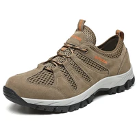 2022 men soft hiking shoes summer breathable mesh sneakers male black outdoor footwear travel mountain large size hiking shoe