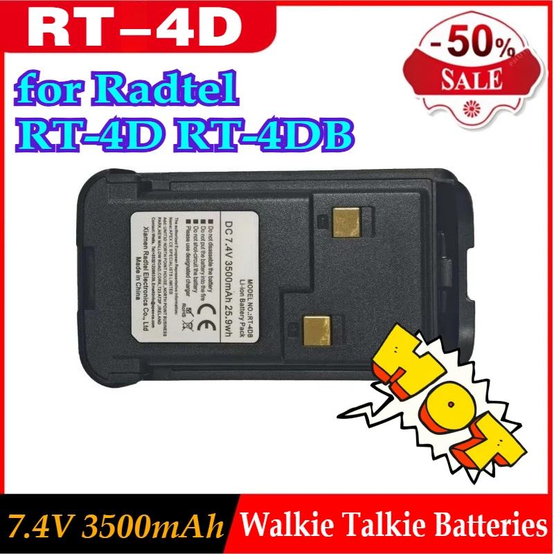 Фото Аккумулятор Li-ion RT-4D 7.4V 3500mAh для радиостанций Radtel RT-4D RT-4DB DMR, замена батареи для рации №1
