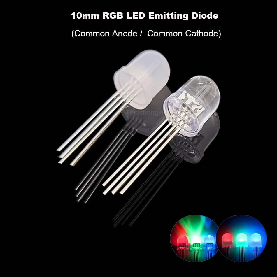 

10mm RGB LED Emitting Diode Micro Indicator Red Green Blue Multicolor Common Anode Cathode 3V DIY Super Bright PCB Bulb