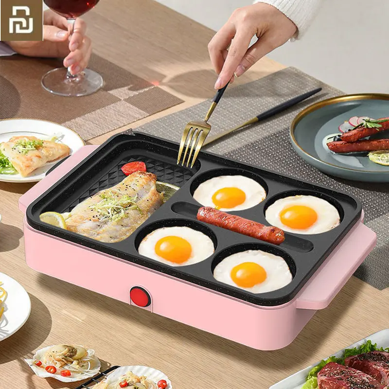 

YOUPIN Frying Pans Fried Egg Hamburger Machine 1000W Household Pancake Non-Stick Frying Pan For Breakfast Steak And Sausage