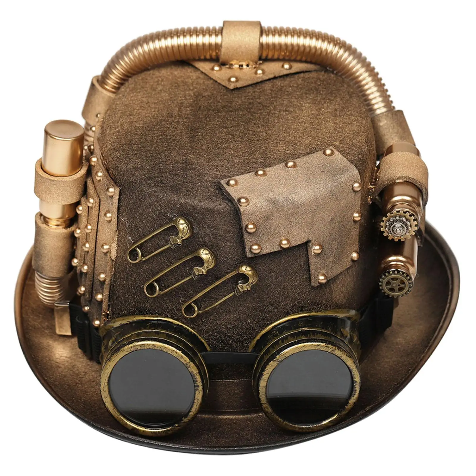 

Unisex Steampunk Top Hat Vintage Steampunk Gear with Goggles Headgear Fedora for Cosplay Adult Halloween Party Novelty Item