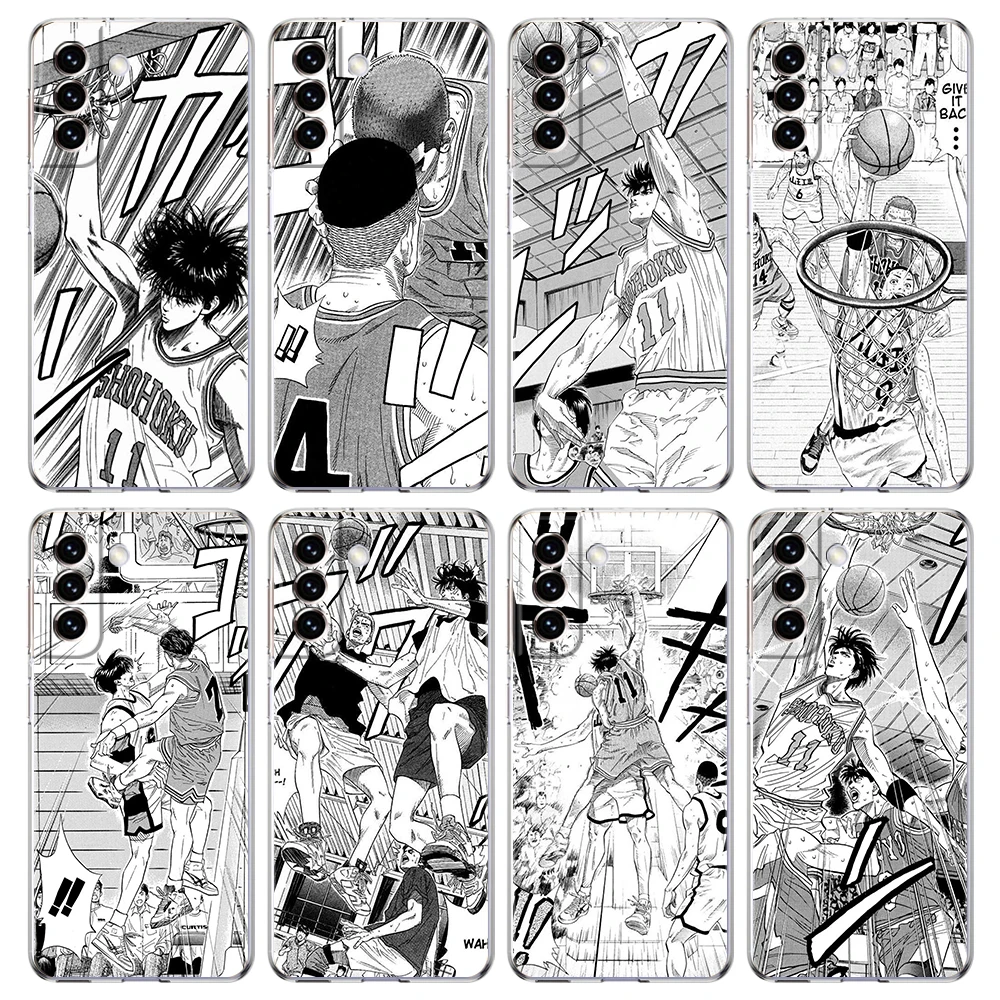 

Cartoon Slum Dunk Transparent Cover for Samsung Galaxy S23 S22 S20 S21 FE Ultra Note 20 10 S10 S10E M21 M22 M31 Lite Plus Case