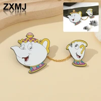 zxmj anime cartoon brooch creative teapot brooch for women popular collar pin trend hat clothes pins backpack pendant jewelry