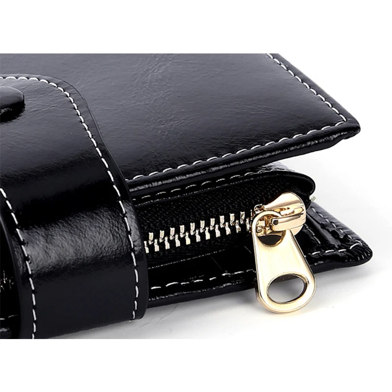 Кошелек женский кожаный винтажный короткий многофункциональный бумажник из