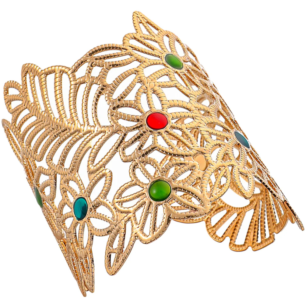 

Metal Flower Cuff Leaf Upper Band Cuff Bracelet Adjustable Open Armlet