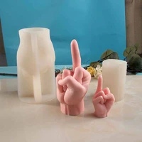 creative candle mold gesture vertical middle finger candle silicone mould diy aromatherapy plaster cake finger ornaments molds
