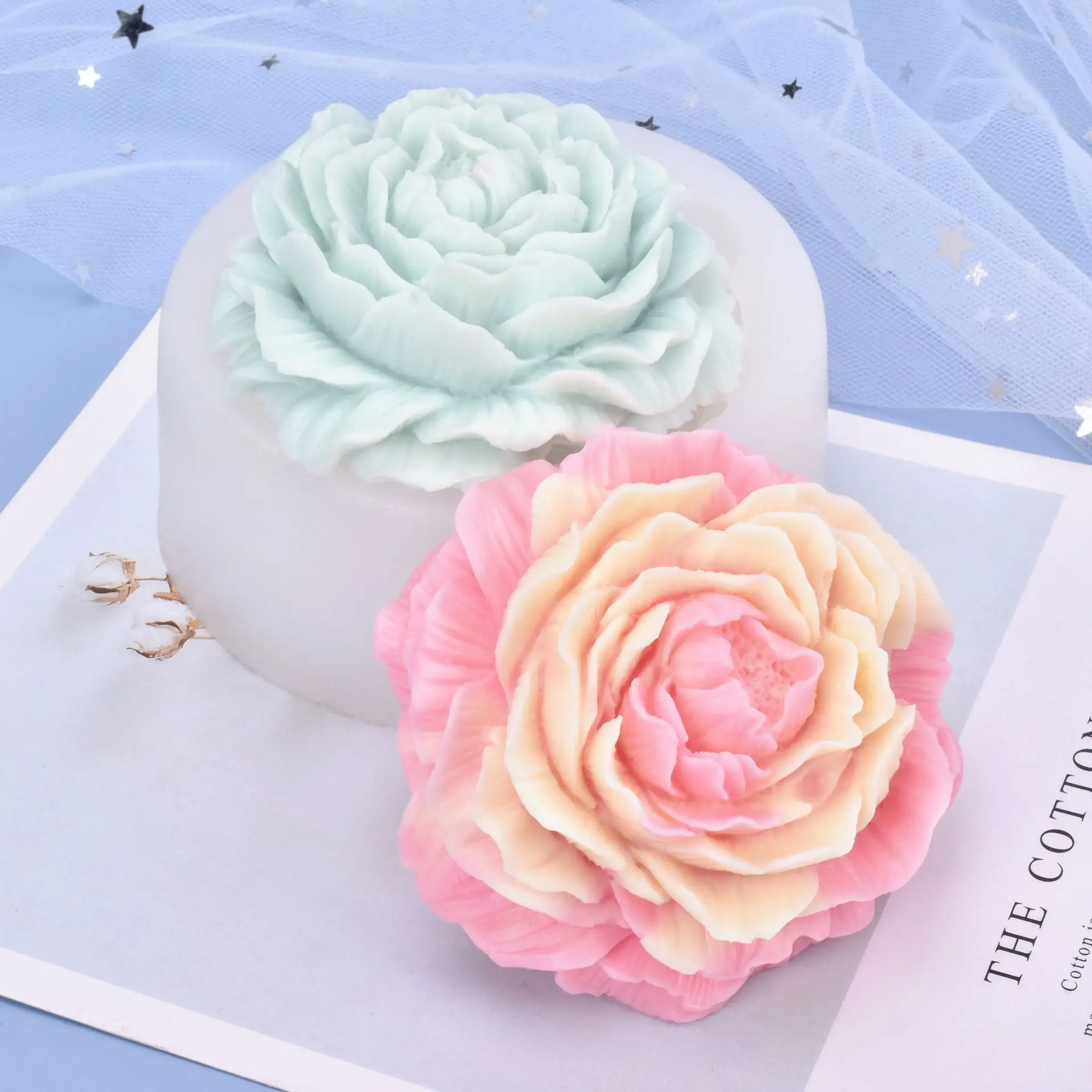 

Home Ornament Scented Candle Making Peony Flower Silicone Molds DIY Aromath Soaps Birthday Holiday Gift Wedding Souvenirs Decor