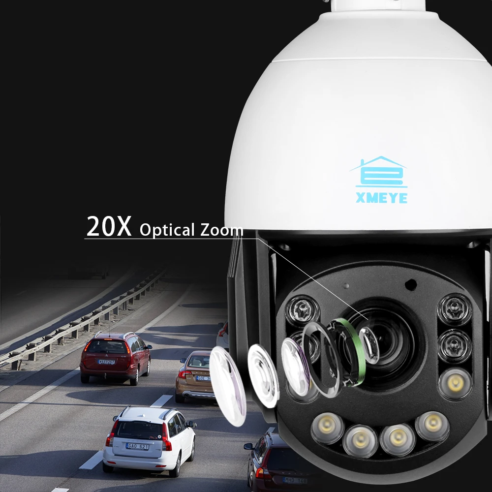 XMEYE 20X PTZ 5MP S-ONY Обнаружение гуманоидов Двустороннее аудио Двойной источник света