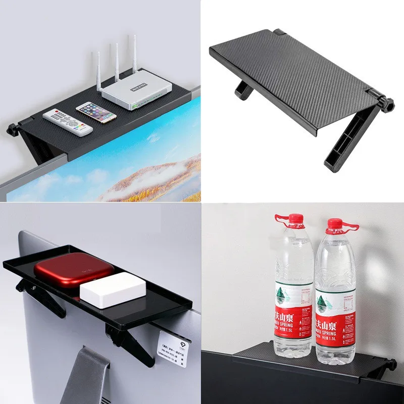 

Screen Top Shelf Adjustable TV Screens Storage Bracket Black Stand Wall Mount Display Holder Home Office Computer Monitor Racks