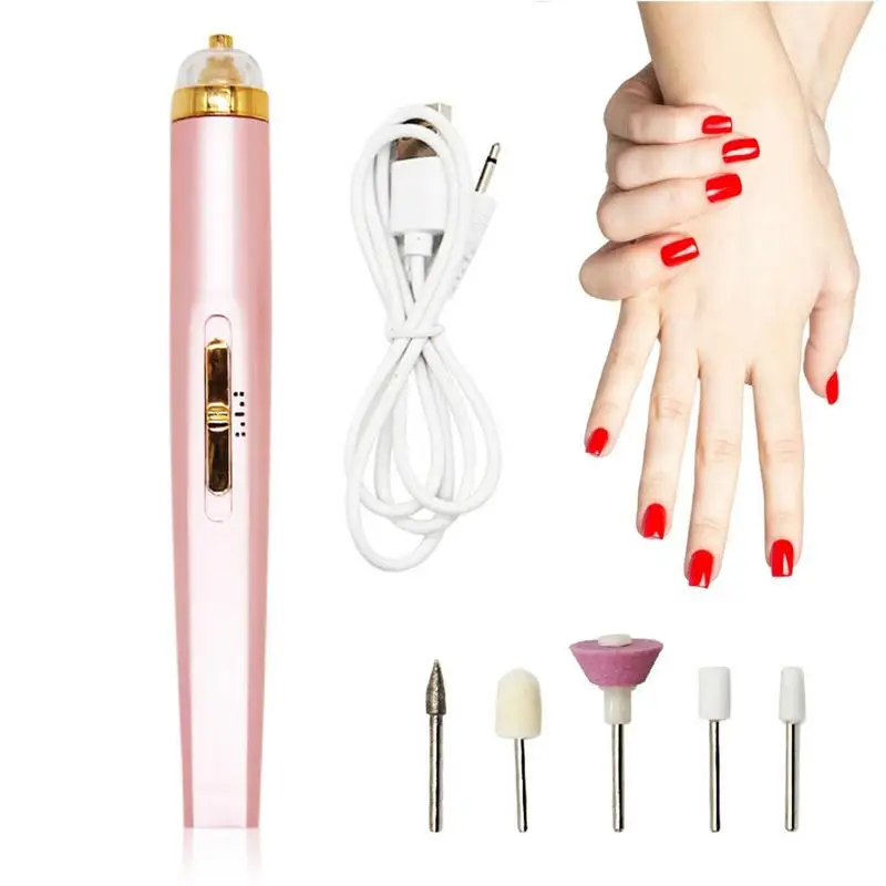 

Electric Nail Set Manicure Set USB 5 In 1 Manicure Machine Nail Drill File Grinder Grooming Kit Nail Buffer Polisher Remover