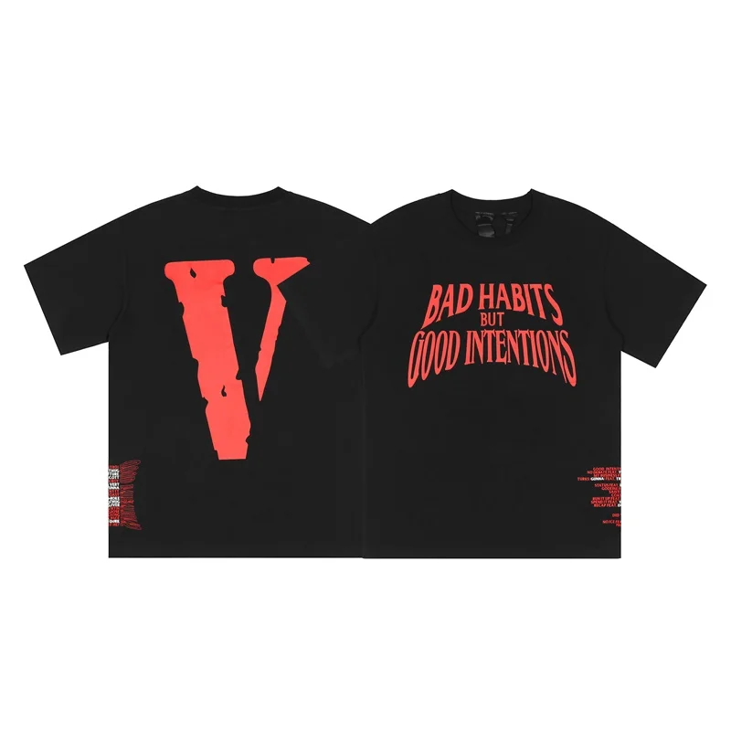 

Vlone 22ss New Letter Large V High Street Short-Sleeved Men and Women Same Casual All-Match Summer T-shirt